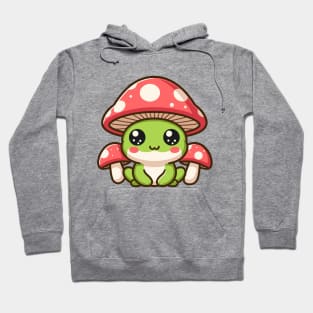 Cute Mushroom Headed Frog With Mushrooms Kawaii Toad Lover Hoodie